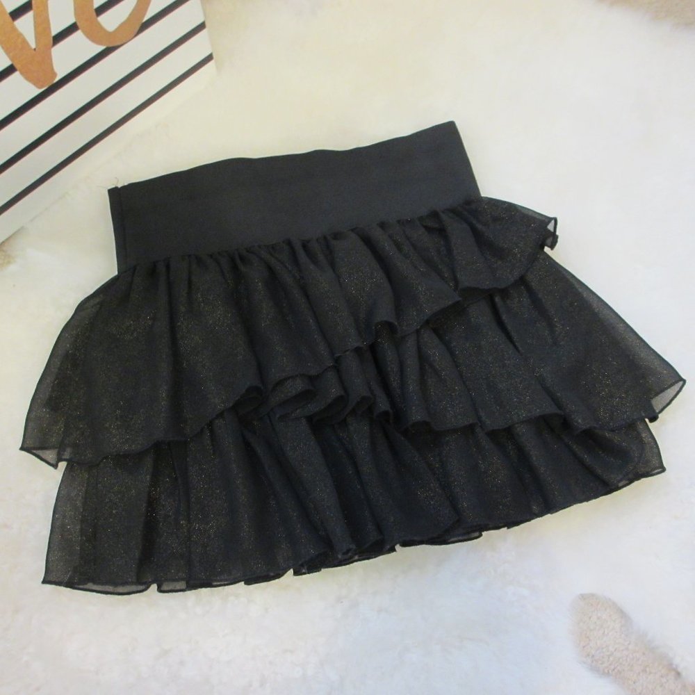 H&M Black & Gold Sparkle Ruffled Skirt